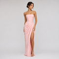 Maxi dress in Pink, showing the soft gathering at the waist.