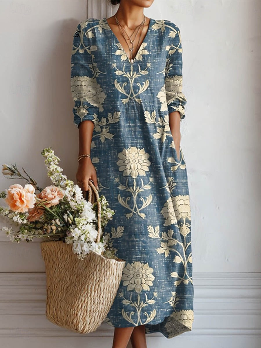 Women's blue dress wrinkle-resistant relaxed with