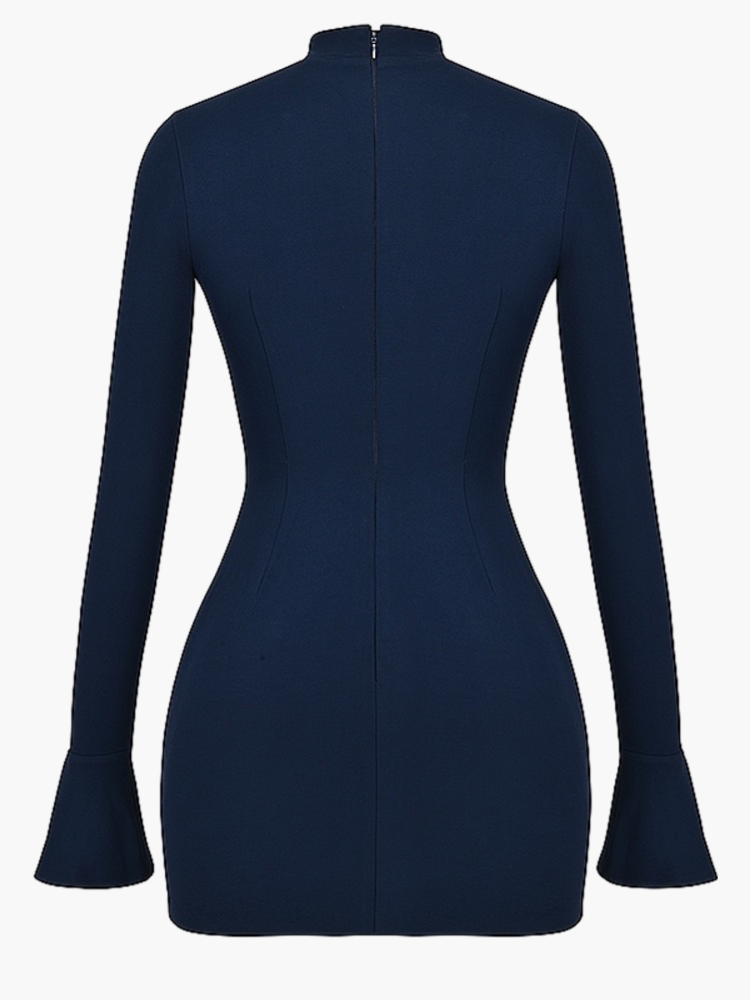 Black mini dress styled for the transitional season ahead.