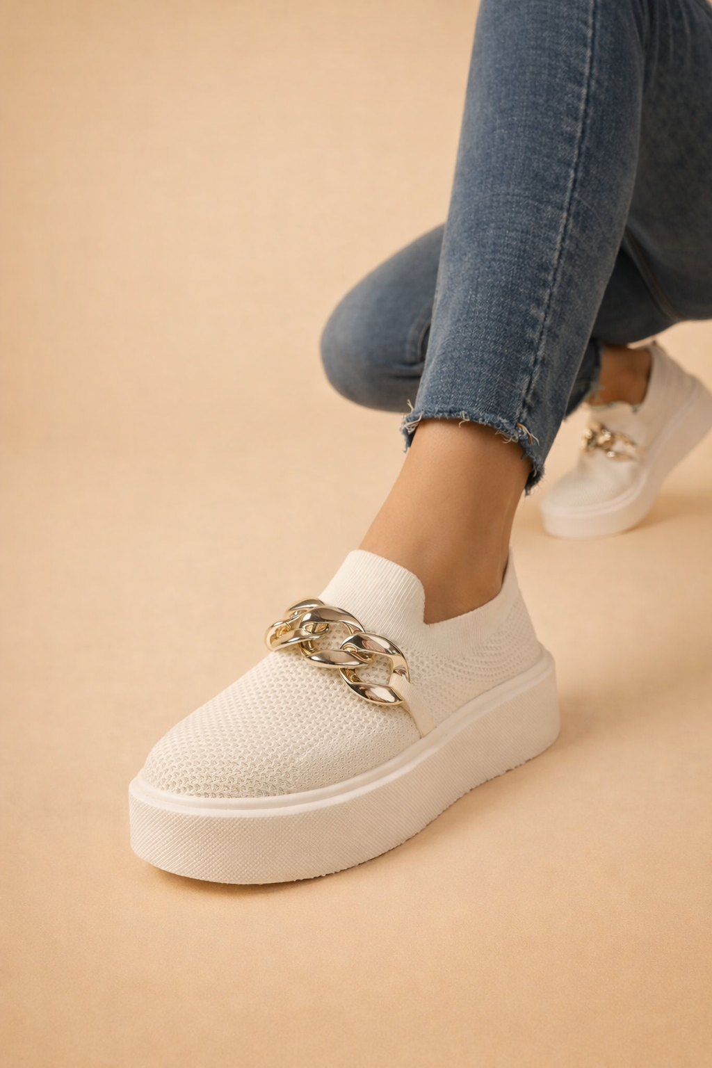 women's platform knit slip-on sneakers