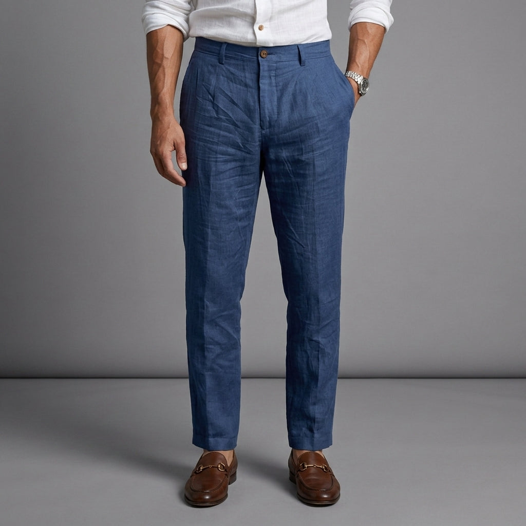 Men's Slim Linen Chino Trousers, available in multiple colourways