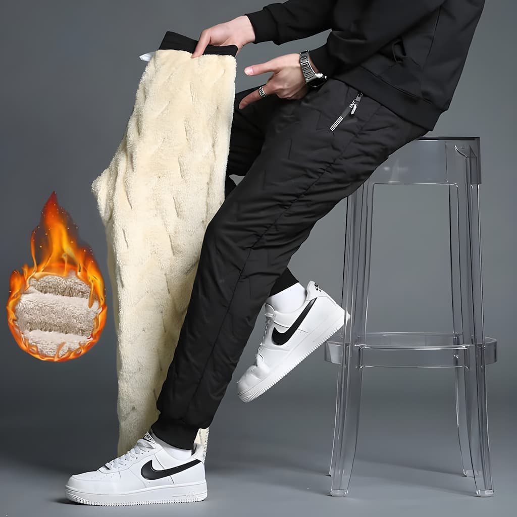Women's fleece lined thermal pants in black