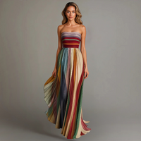 Sadie | Women's Maxi Dress Strapless Pleated Floor-Length for Summer
