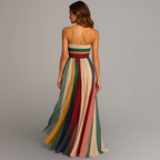 Women's maxi dress strapless pleated floor-length