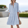Women's blue dress classic breathable a-line