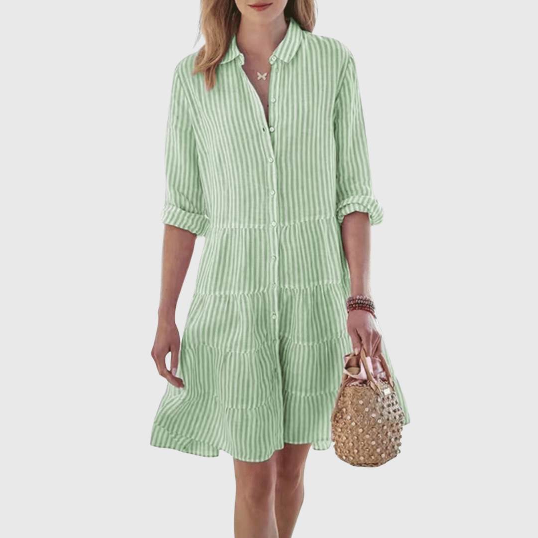 Women's blue dress classic breathable a-line