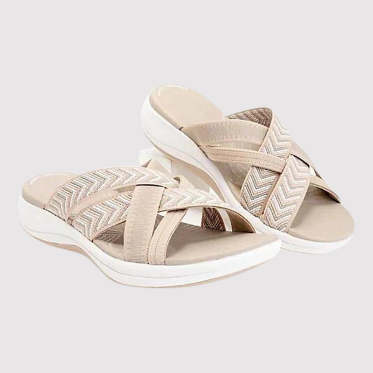 Beige women's everyday comfort sandals, product photo