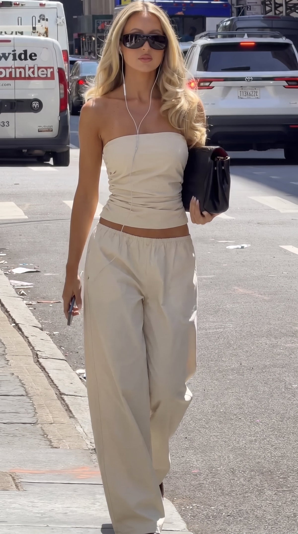 Cream women's wide leg pants, product photo 2