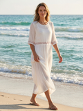 Women’s white women's cotton midi dress
