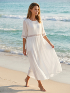 Women’s white women's cotton midi dress