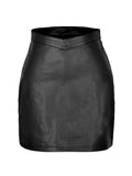 Women's faux leather mini skirt, available in multiple colourways