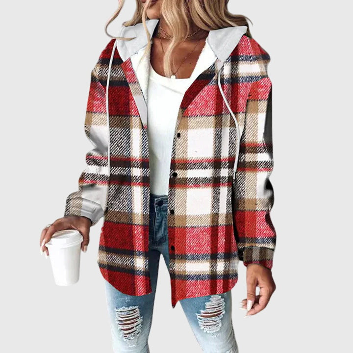 Women's red mesh button placket tailored jacket