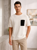 Men’s white men's textured t-shirt chest pocket