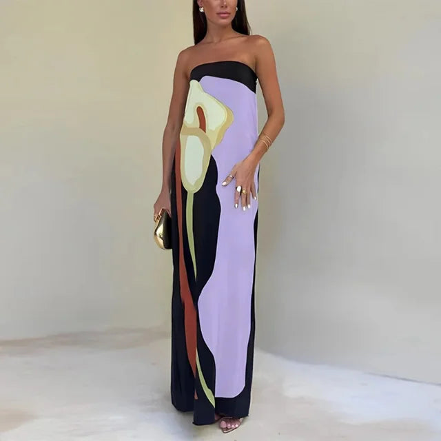 Lilac casual maxi dress in a relaxed, breathable fabric