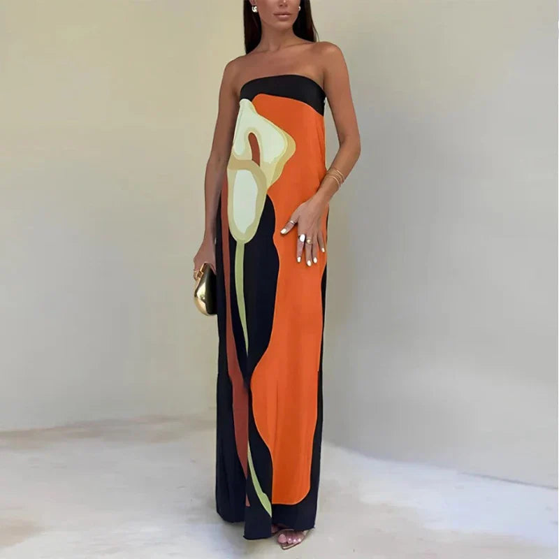 Orange casual maxi dress, easy everyday style from day to night