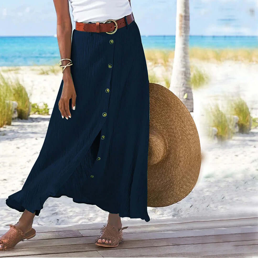 Women's Flowy Full-Length Maxi Skirt for Warm-Weather Days — Dark blue