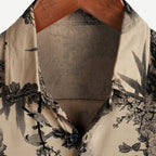 Men's Brown Vintage Floral Short-Sleeve Shirt for Summer — product photo