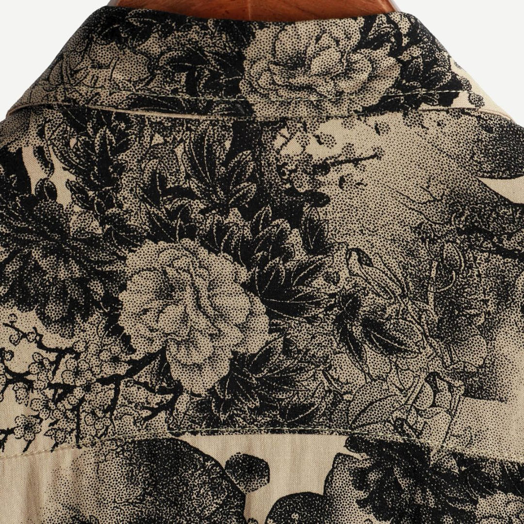 Men's Brown Vintage Floral Short-Sleeve Shirt for Summer — product photo