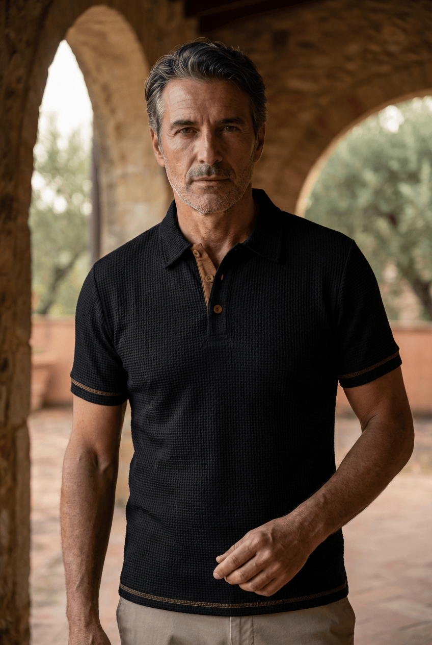 Men's breathable knit polo shirt, available in multiple colourways, photo 3