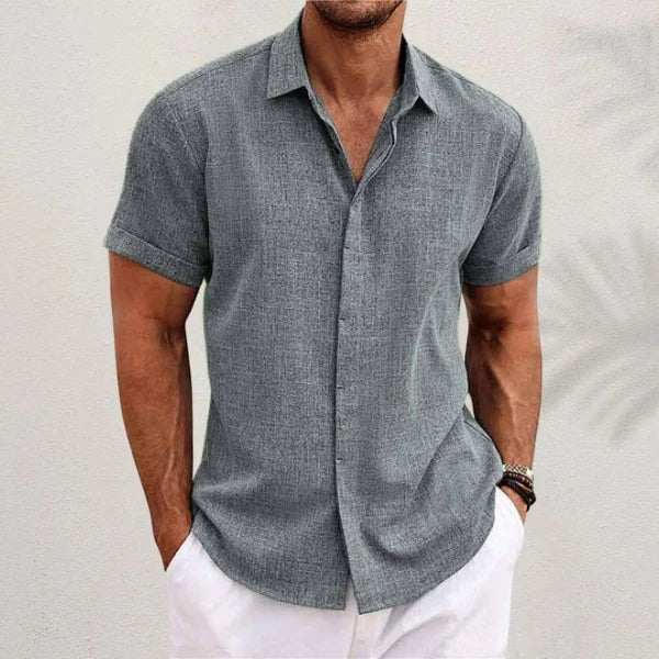 Men's Breathable Short Sleeve Shirt for Summer Everyday Wear — Gray