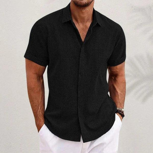 Men's Breathable Short Sleeve Shirt for Summer Everyday Wear — Black
