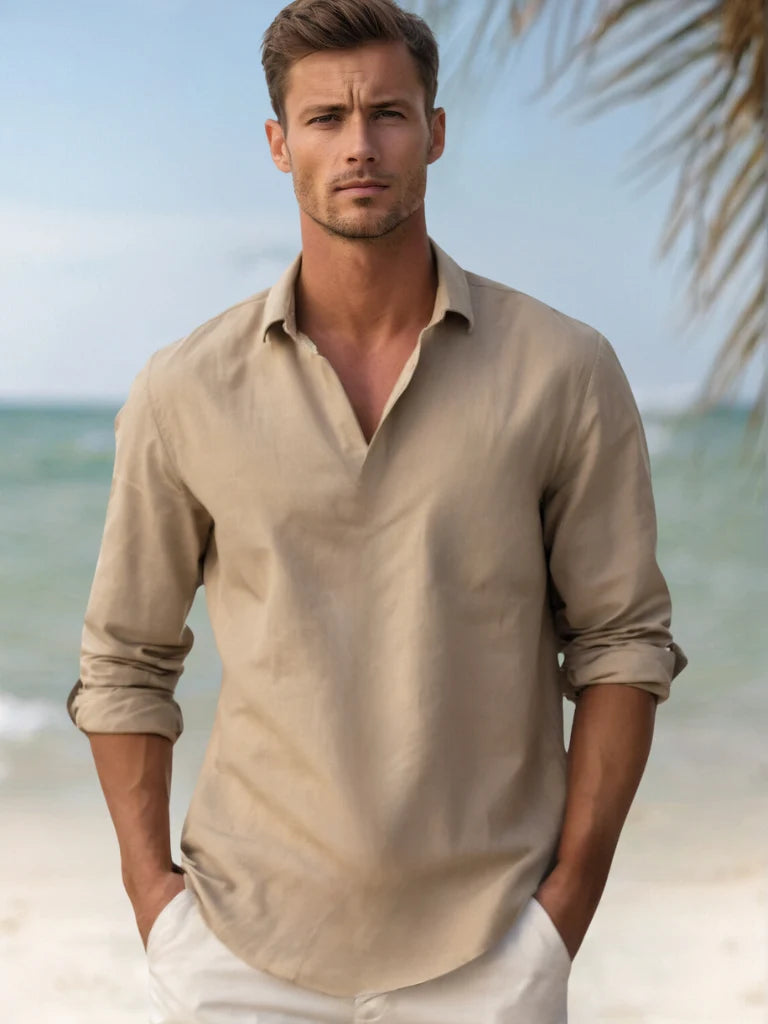 Men's Casual Hawaiian Beach Shirt in Multiple Colours — Brown