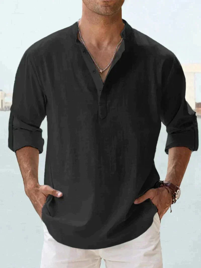 Men's Casual Hawaiian Beach Shirt in Multiple Colours — Black