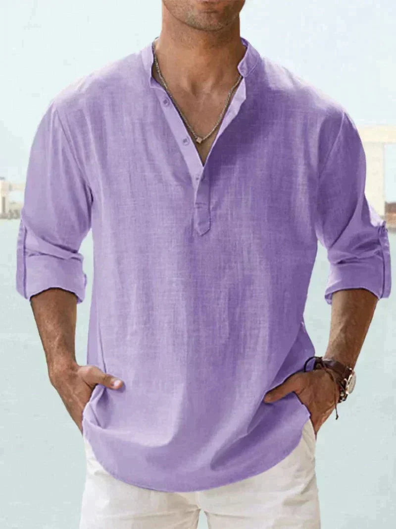 Men's Casual Hawaiian Beach Shirt in Multiple Colours — Purple