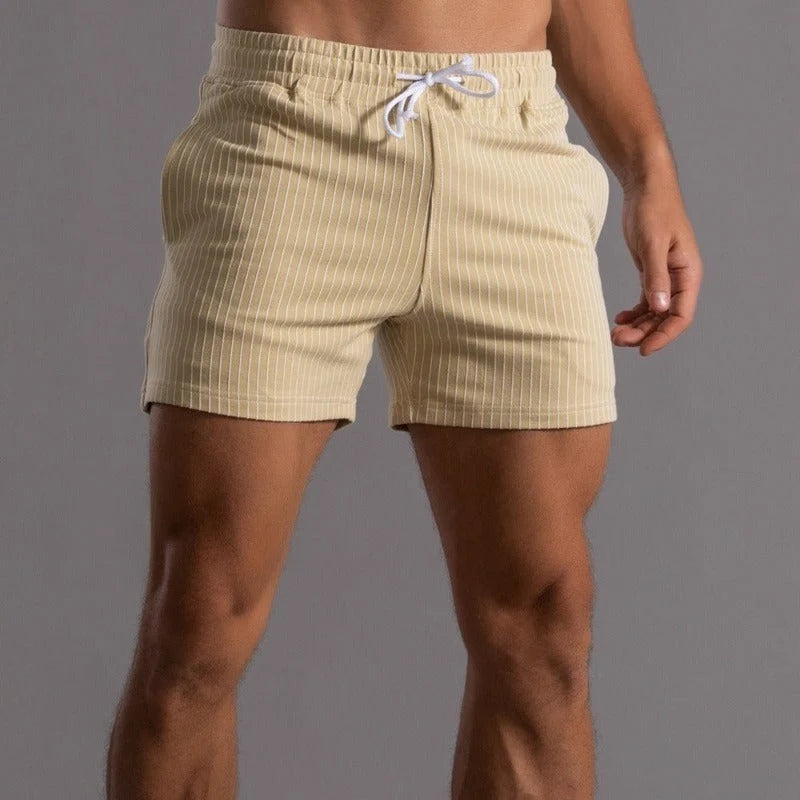 Men's Casual Striped Shorts for Summer Weekends & Holidays — Yellow