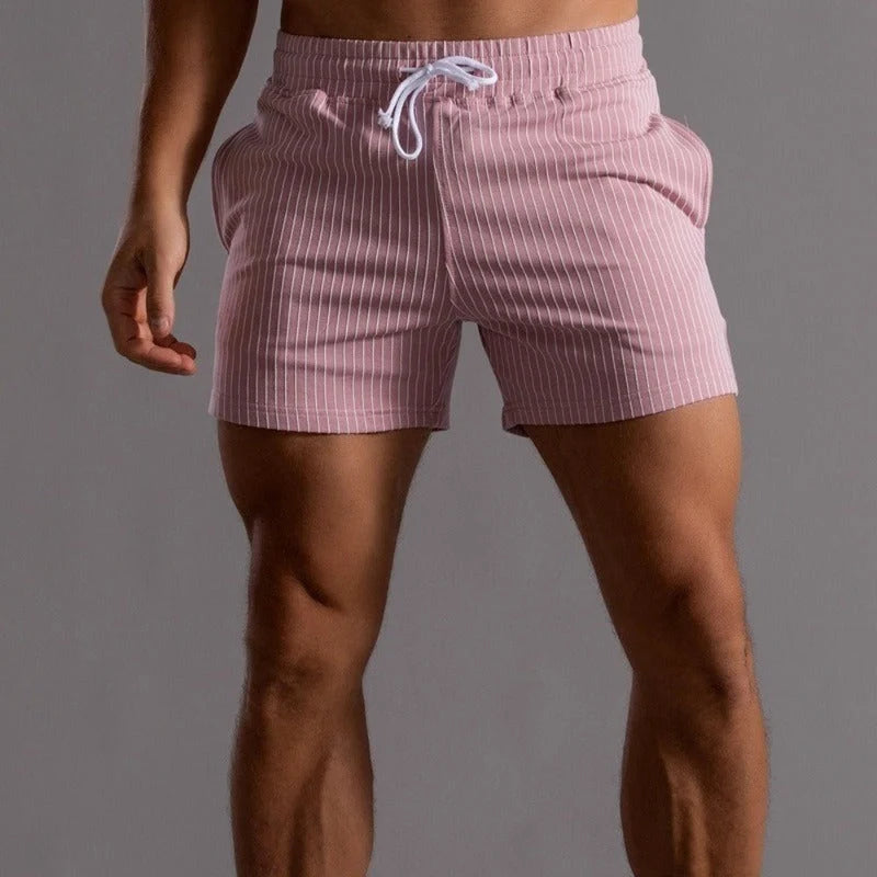 Men's Casual Striped Shorts for Summer Weekends & Holidays — Pink
