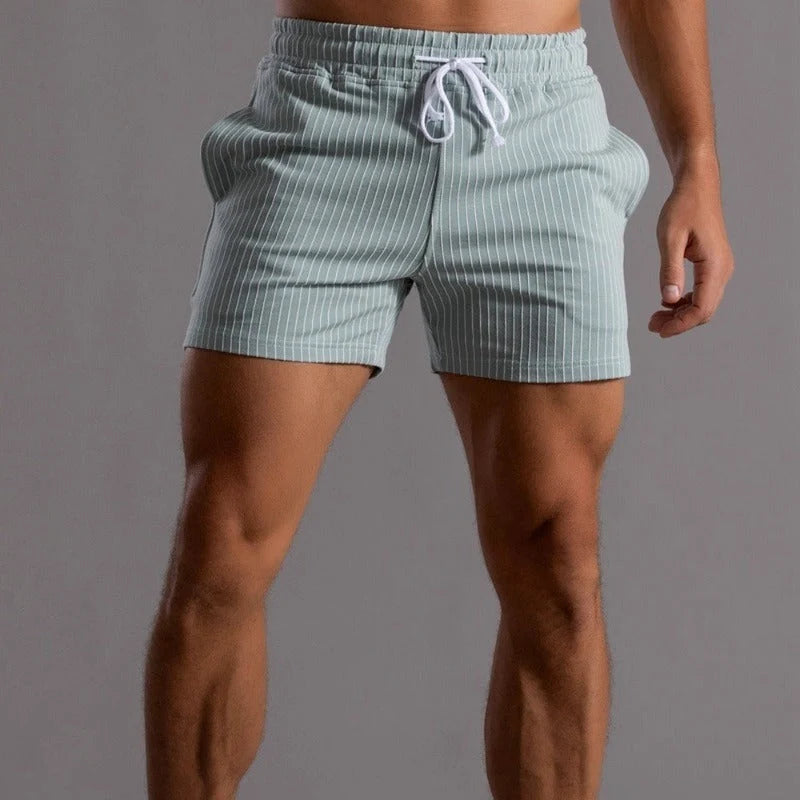 Men's Casual Striped Shorts for Summer Weekends & Holidays — Blue