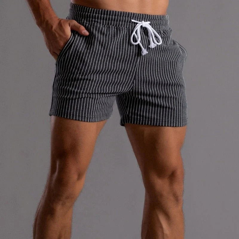 Men's Casual Striped Shorts for Summer Weekends & Holidays — Grey