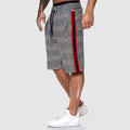 Men's Checked Drawstring Shorts with Elastic Waist for Summer — Red