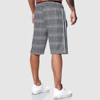 Men's Checked Drawstring Shorts with Elastic Waist for Summer — product photo
