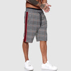 Men's Checked Drawstring Shorts with Elastic Waist for Summer — product photo