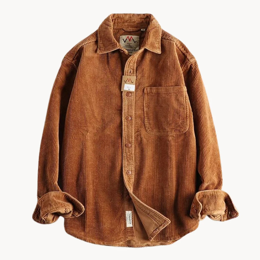 Men's Classic Durable Corduroy Shirt for Everyday Wear — Orange