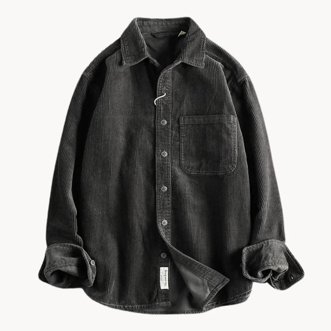 Men's Classic Durable Corduroy Shirt for Everyday Wear — Grey
