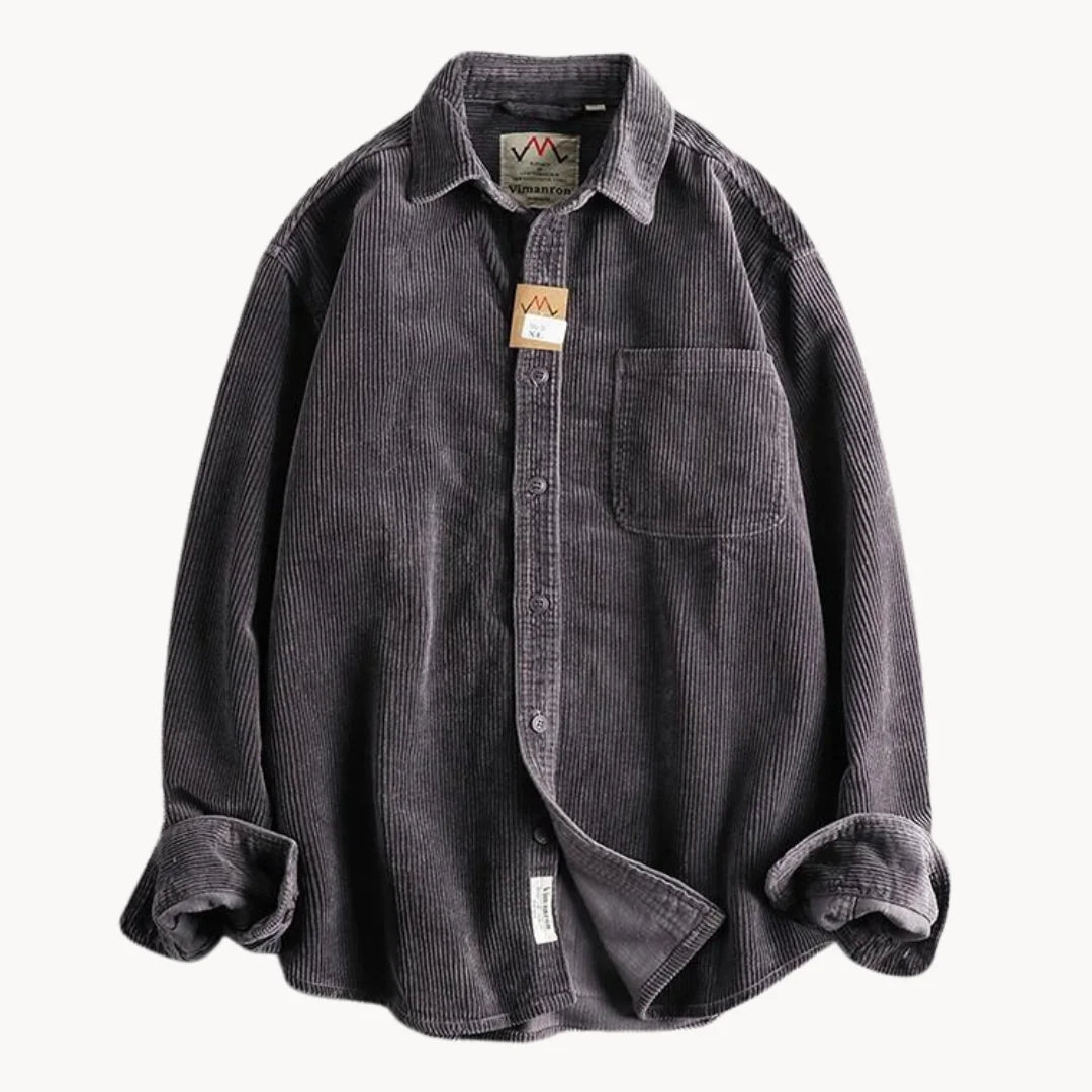 Men's Classic Durable Corduroy Shirt for Everyday Wear — Plum
