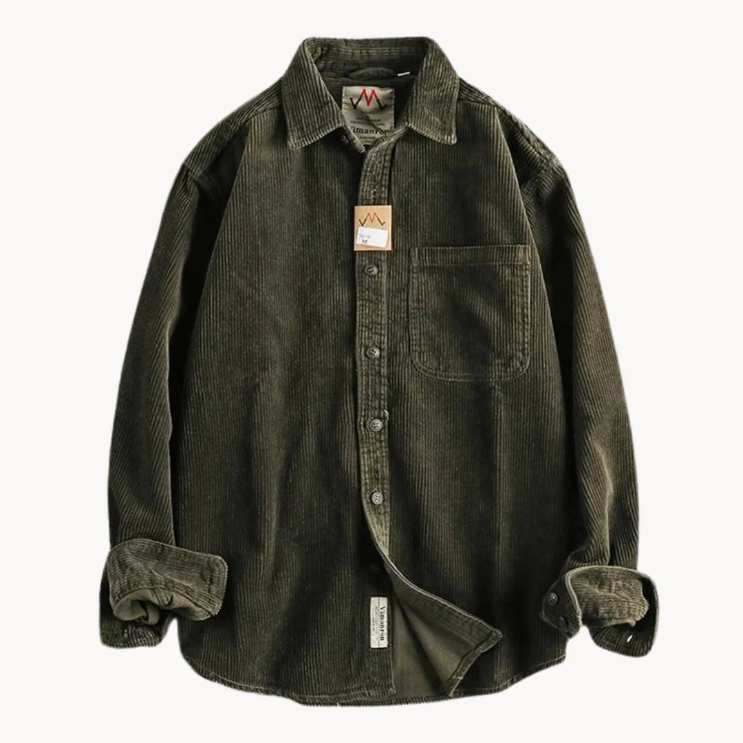 Men's Classic Durable Corduroy Shirt for Everyday Wear — Green