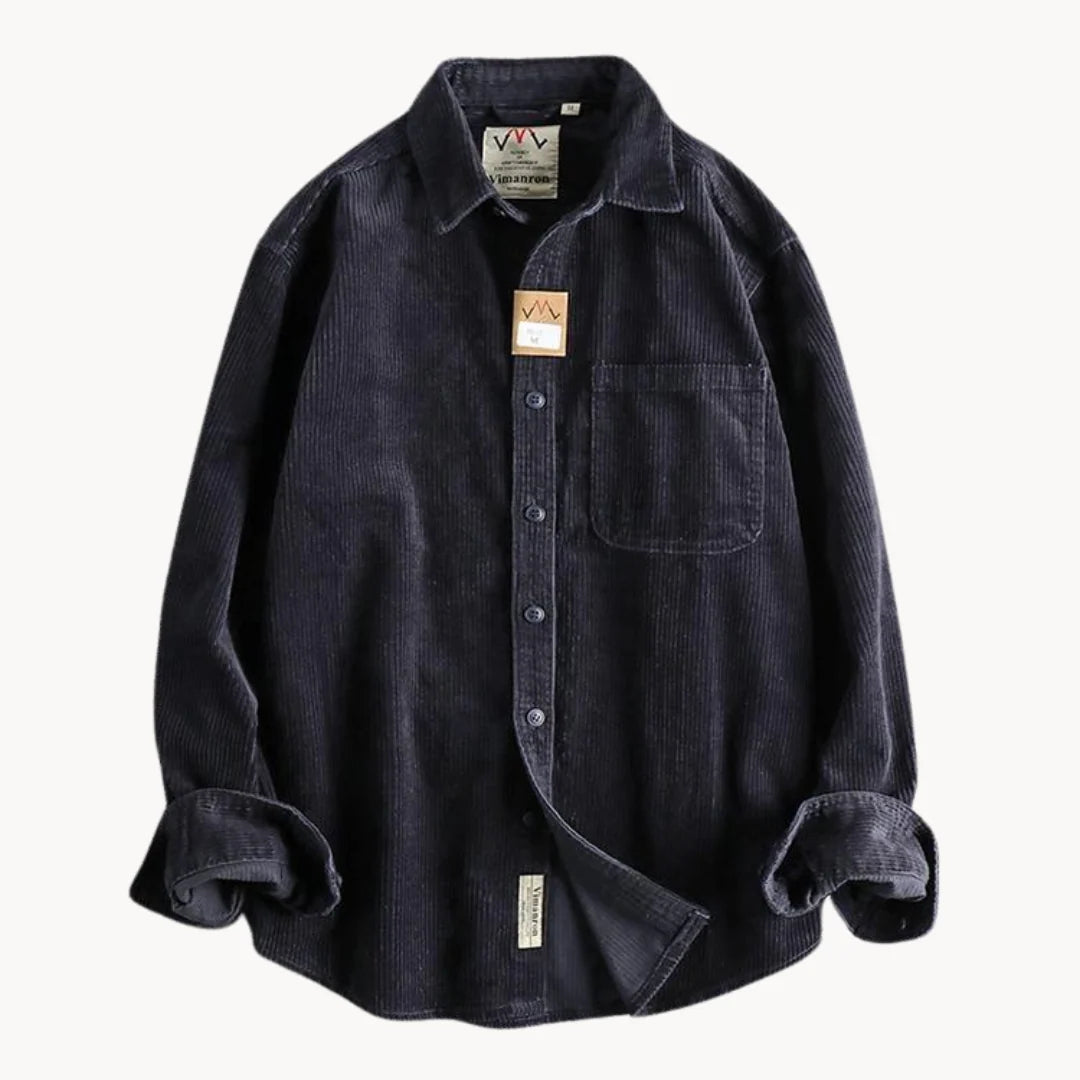 Men's Classic Durable Corduroy Shirt for Everyday Wear — Navy