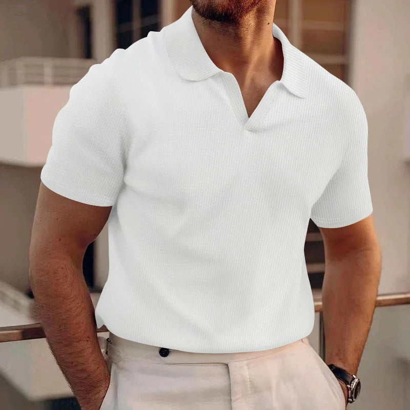 Men's Classic Fit Short Sleeve Polo Shirt for Everyday Style — White
