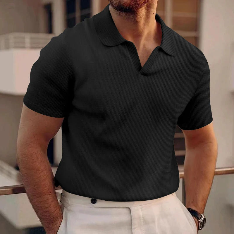 Men's Classic Fit Short Sleeve Polo Shirt for Everyday Style — Black