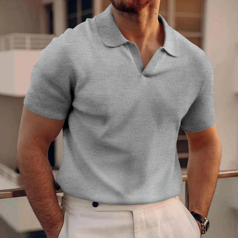 Men's Classic Fit Short Sleeve Polo Shirt for Everyday Style — Grey