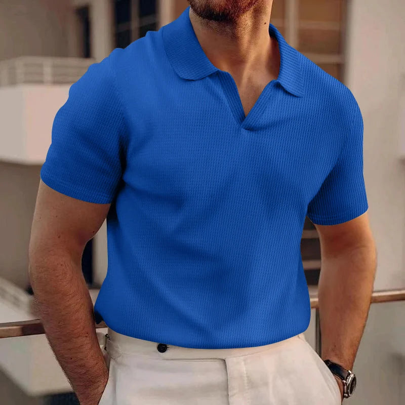 Men's Classic Fit Short Sleeve Polo Shirt for Everyday Style — Blue