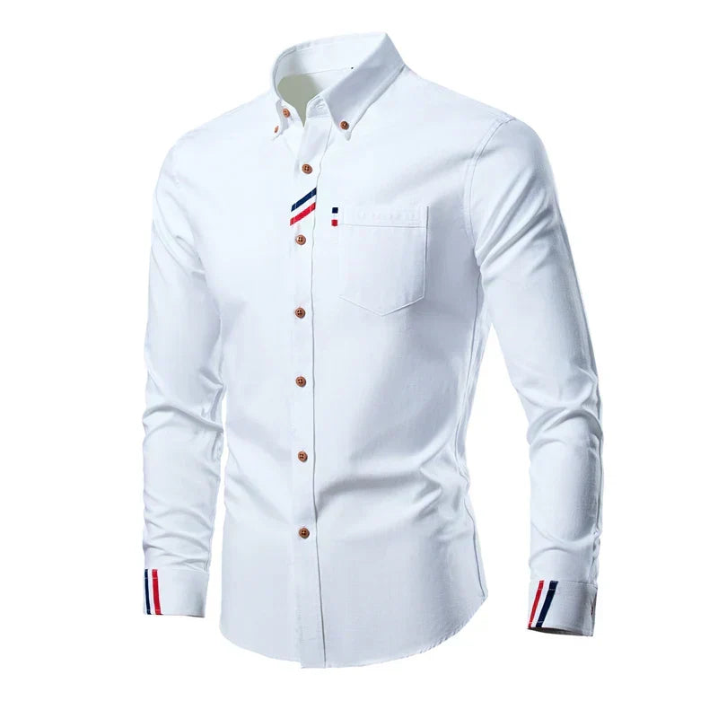 Men's Classic Long-Sleeve Button-Down Shirt for the Office — White