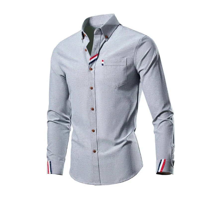 Men's Classic Long-Sleeve Button-Down Shirt for the Office — Grey