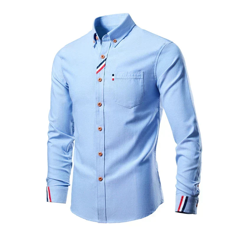 Men's Classic Long-Sleeve Button-Down Shirt for the Office — Blue