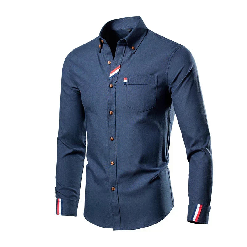 Men's Classic Long-Sleeve Button-Down Shirt for the Office — Marine blue