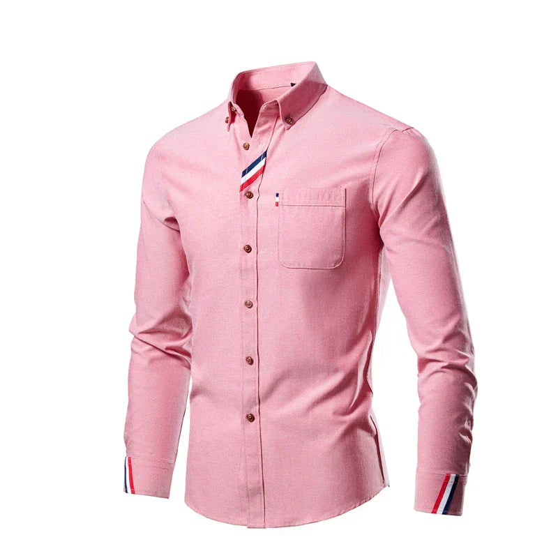 Men's Classic Long-Sleeve Button-Down Shirt for the Office — Pink