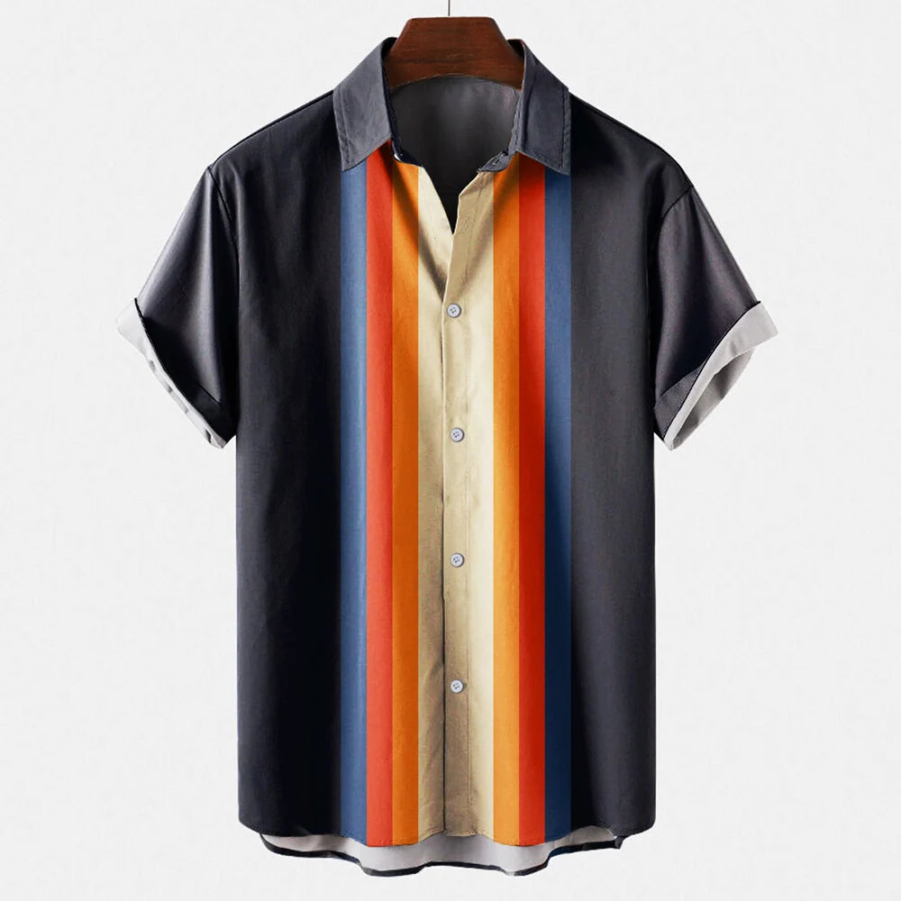 Men's Classic Retro Style Shirt for Everyday Versatile Wear — Black